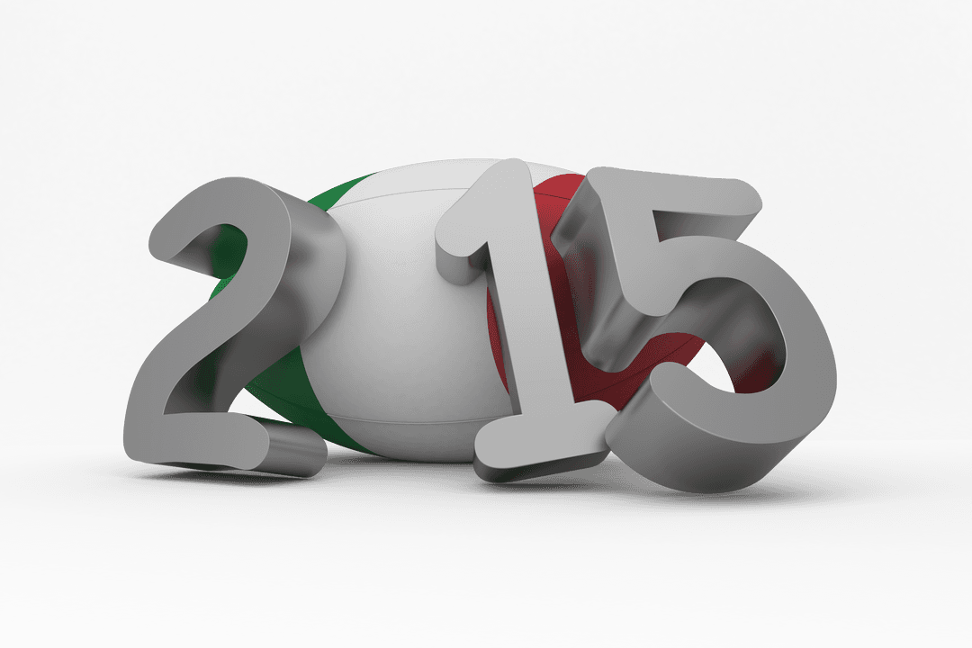 2015 Rugby Date with Transparent Silver Numbers and Italy Flag Theme