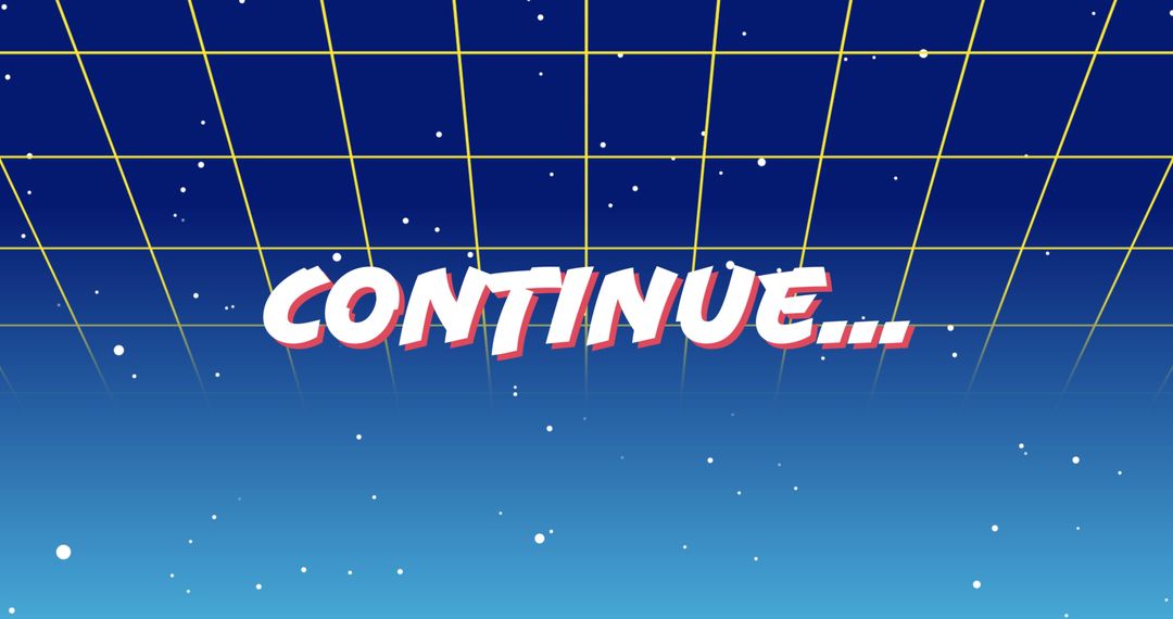 Retro Continue Screen with Grid and Space Theme