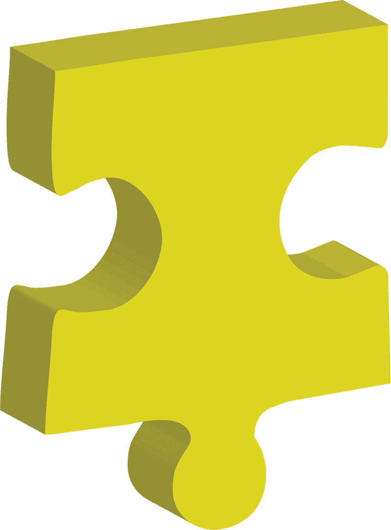 Yellow Puzzle Piece Illustration on Transparent Background