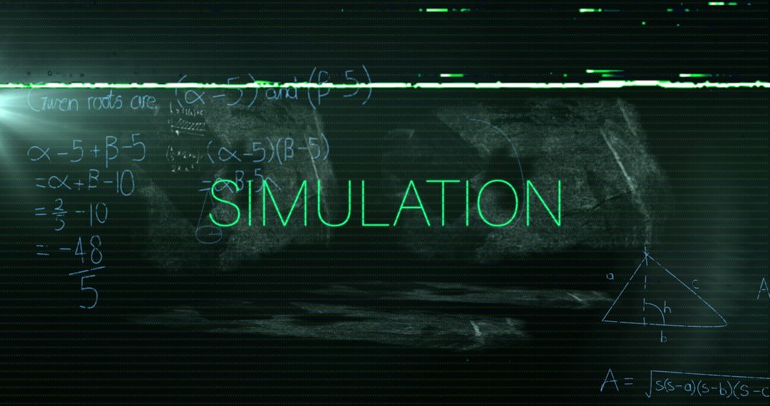 Futuristic Technology Simulation with Math Equations Background