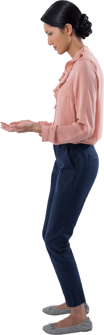 Transparent View Executive Pretending Holding Invisible Object