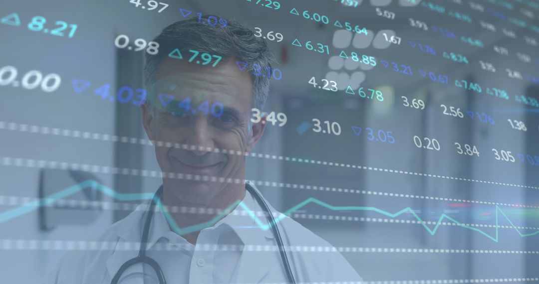 Doctor Analyzing Medical Data with Digital Interface Overlays