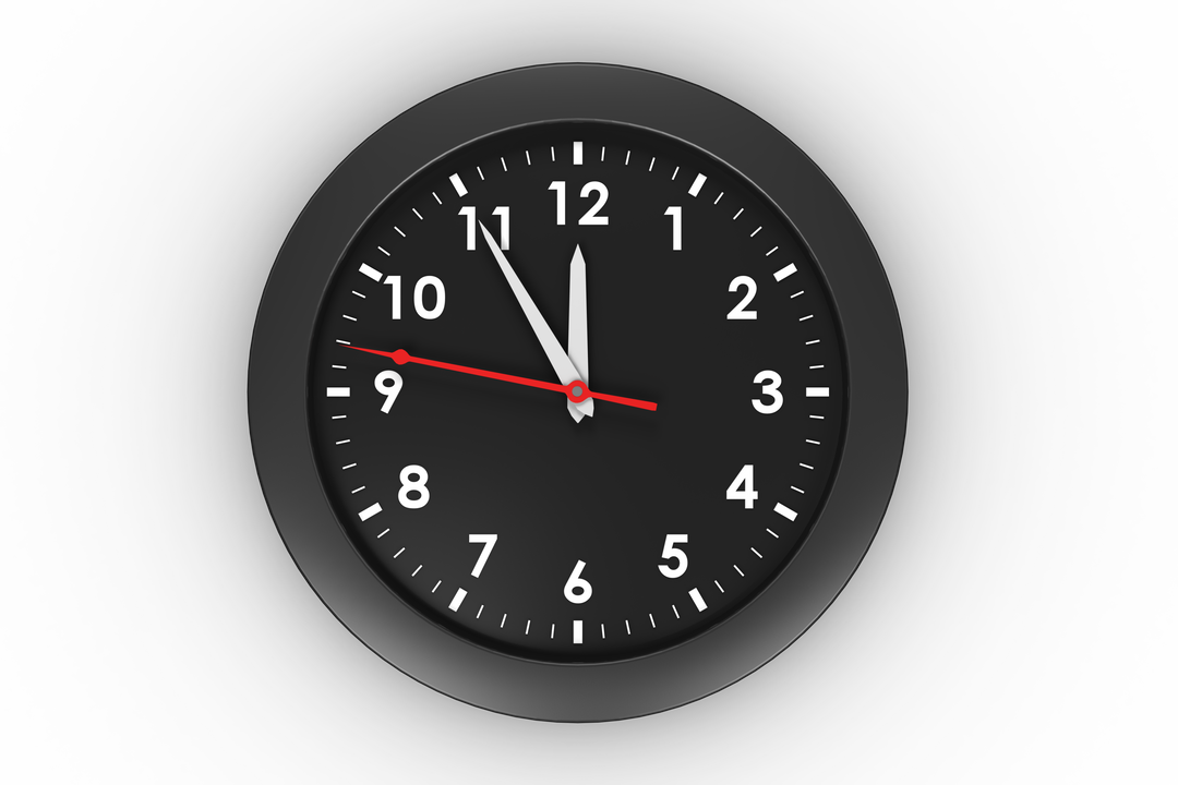 Black Clock Illustration with White and Red Hands on Transparent Background - Download Free Stock Images Pikwizard.com