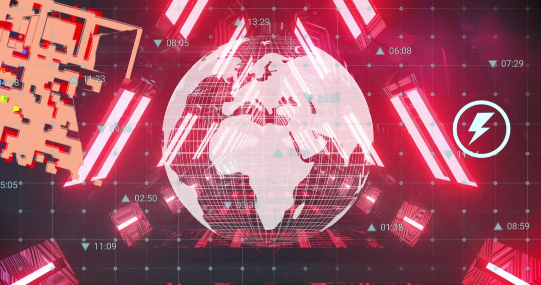 Digital Global Interface with Data Visualization Background