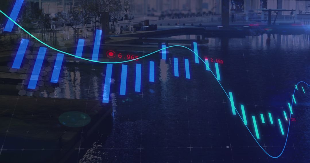 Futuristic Stock Market Graph Overlay