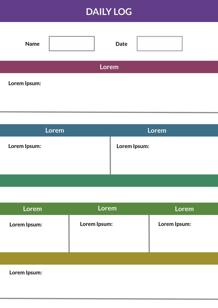 Daily Log Template for Organizing Tasks, Appointments, Meals, and Exercise - Download Free Stock Templates Pikwizard.com