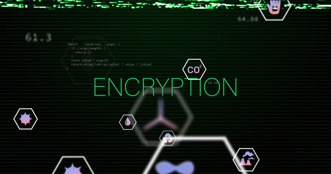 Neon Encryption Text on Terminal Screen with Futuristic Cybersecurity Elements