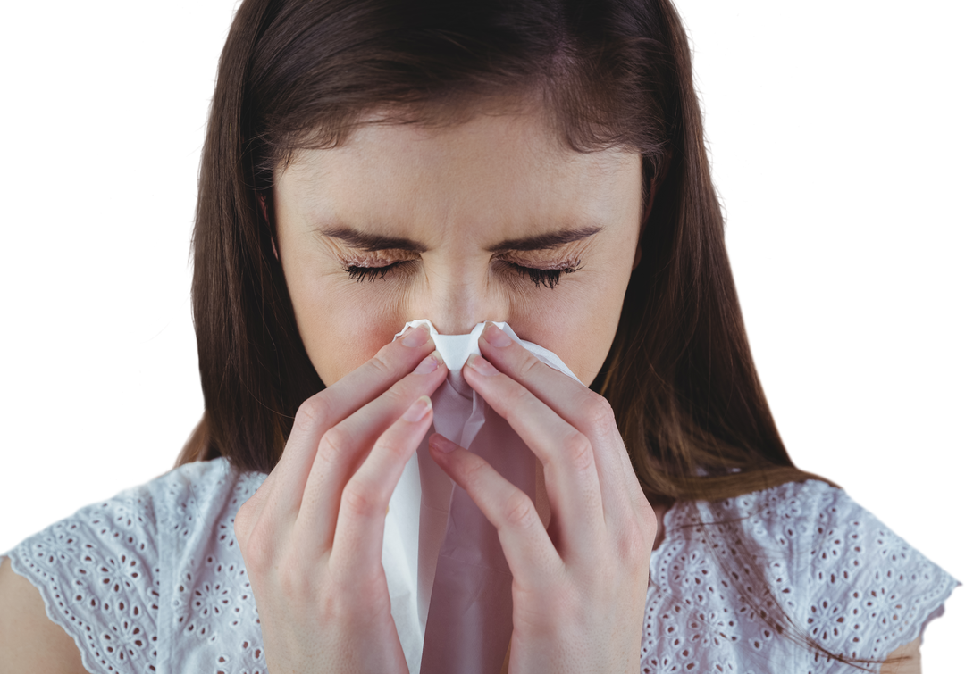 Transparent Background Sick Woman Blowing Nose - Download Free Stock Images Pikwizard.com