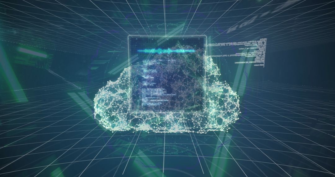 Digital Cloud Interface in Neon Geometric Visualization