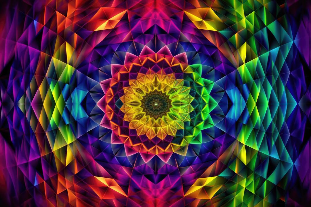 Close up of colorful kaleidoscope shapes created using generative ai technology - Free Images, Stock Photos and Pictures on Pikwizard.com