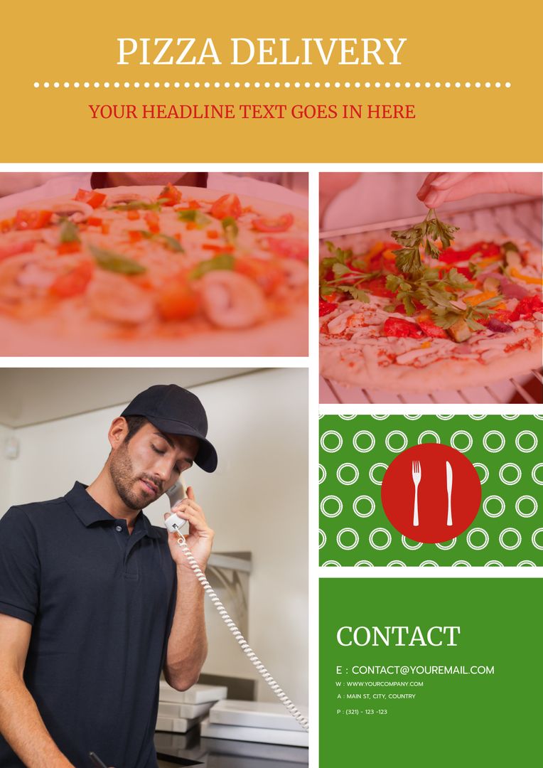 Pizza Delivery Service Promotion with Delivery Person - Download Free Stock Templates Pikwizard.com