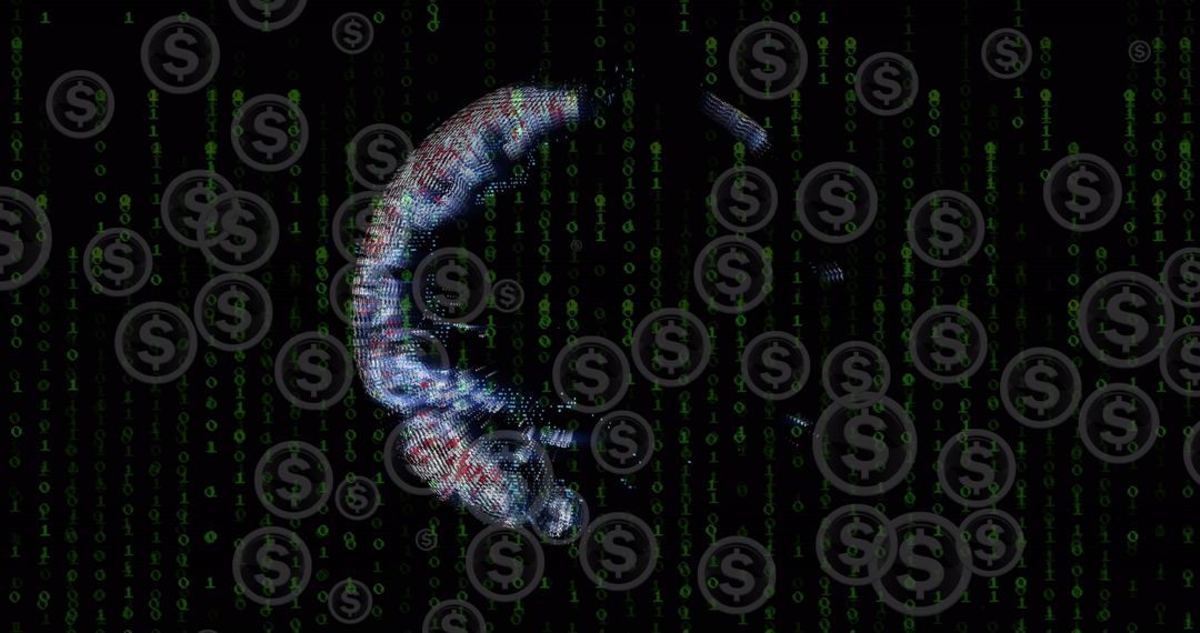 Abstract Digital Matrix with Globe Design and Dollar Symbols