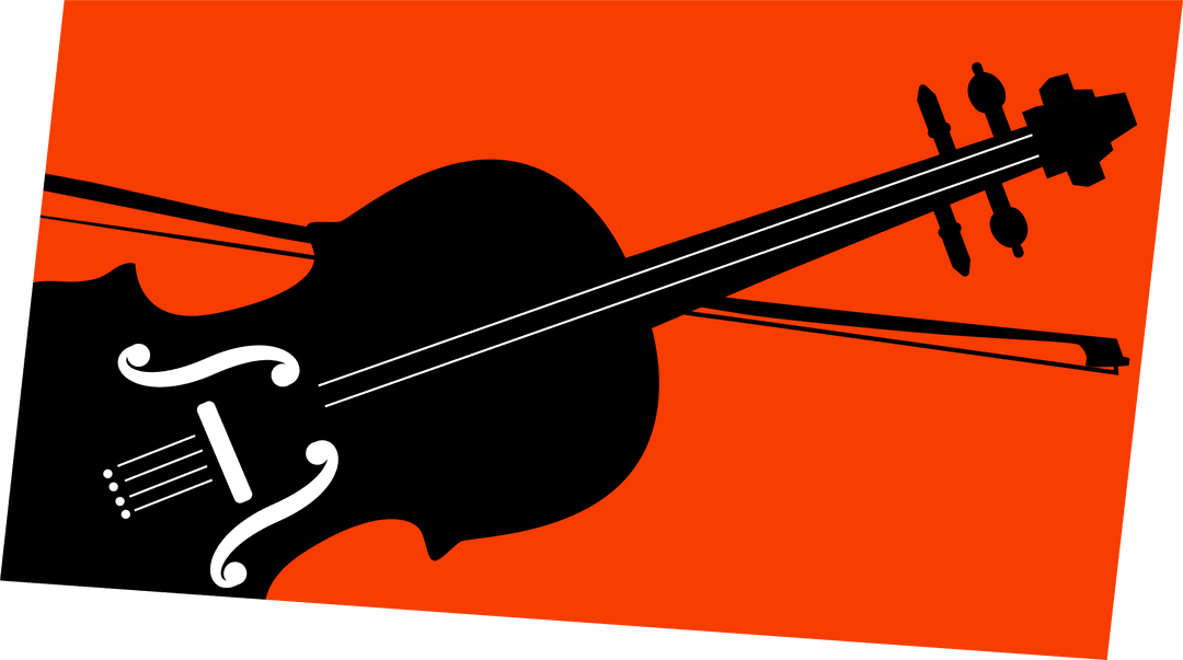 Flat Design Cello Silhouette with Bow and Transparent Background