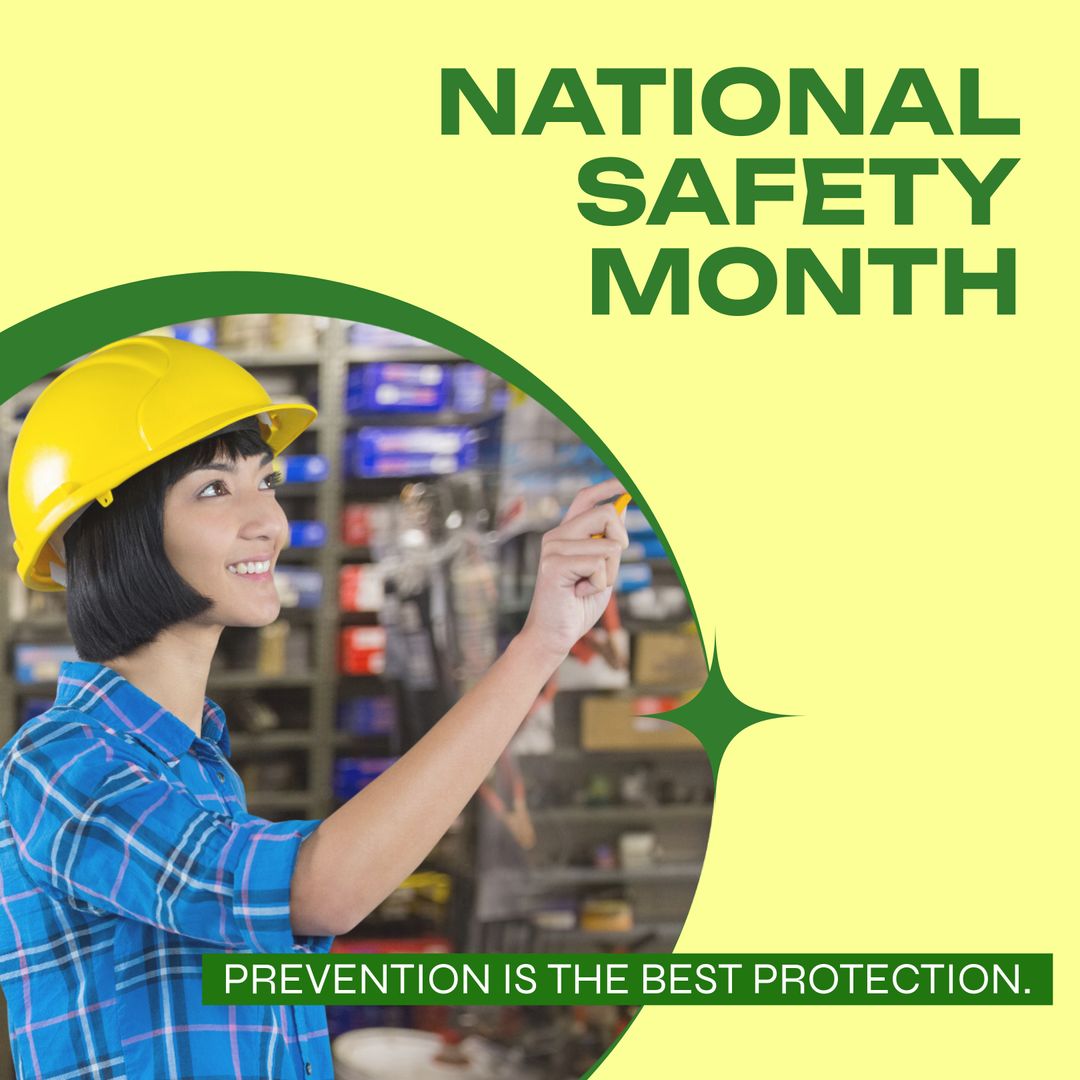 Female Warehouse Worker Celebrating National Safety Month - Download Free Stock Templates Pikwizard.com