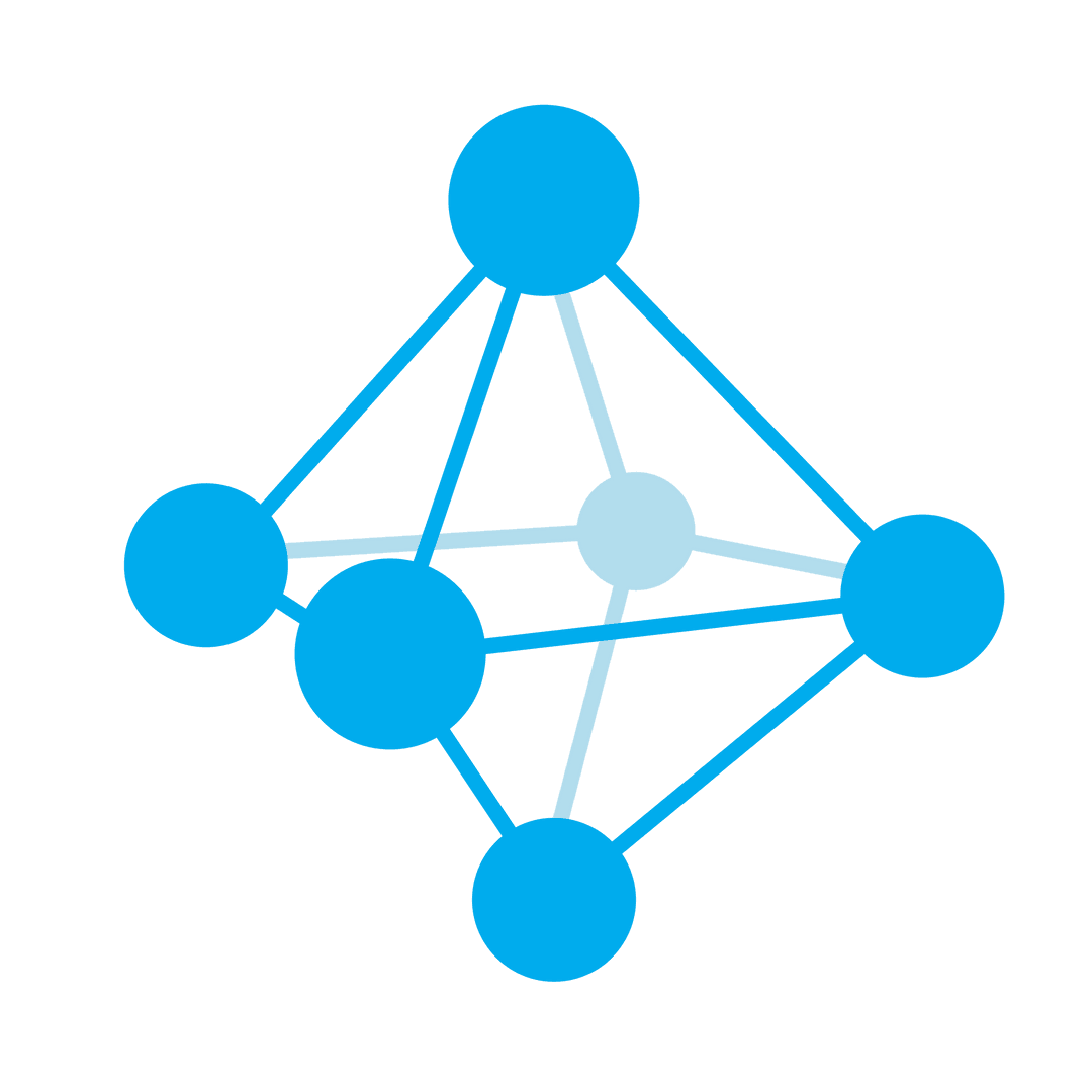 Scientific Blue Molecule Structure on Transparent Background