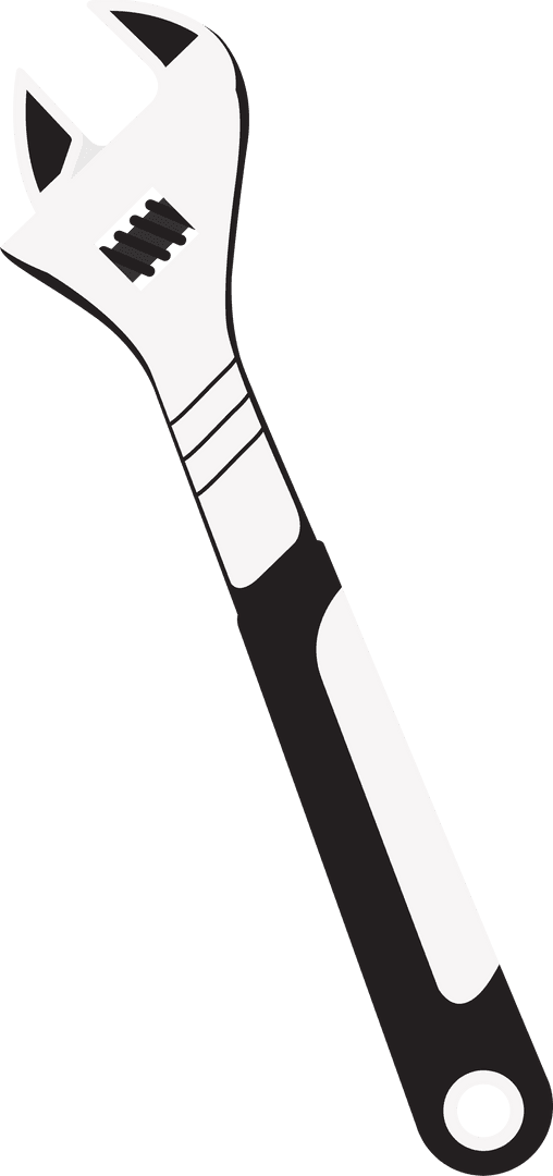 Flat Adjustable Wrench with Serrated Adjuster Transparent Background