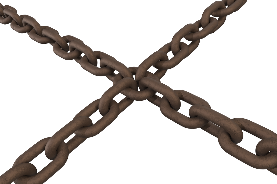 3D Rendered Brown Chains Forming Cross on Transparent Background - Download Free Stock Images Pikwizard.com