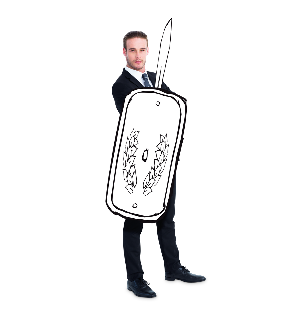 Transparent Man with Cartoon Shield and Spear Illustration - Download Free Stock Images Pikwizard.com