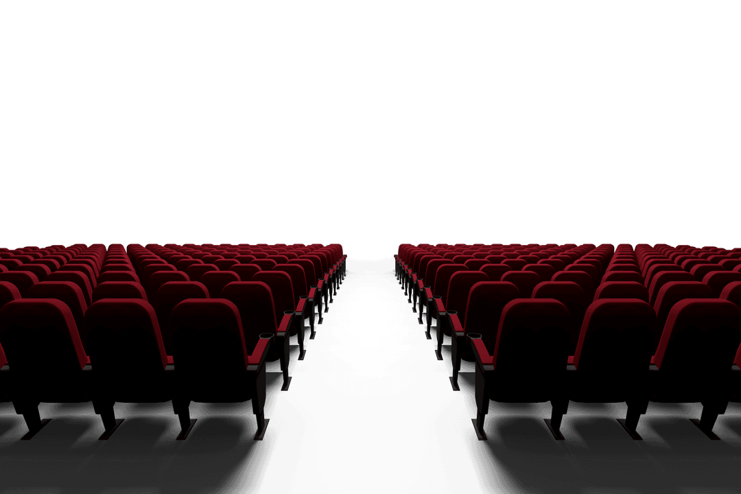 Transparent Cinema Audience Perspective View with Red Seats
