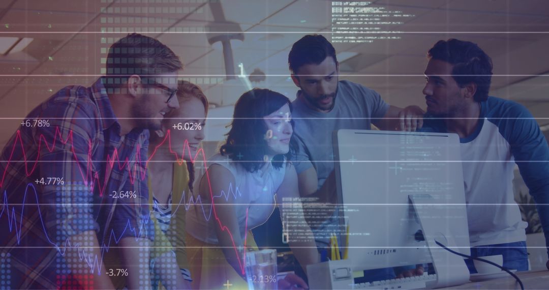 Collaborating Diverse Business People Analyzing Financial Data