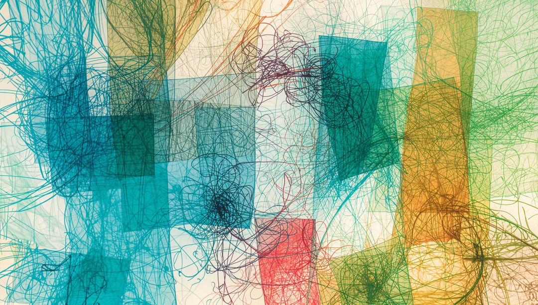 Dynamic Abstract Composition with Vibrant Geometric Patterns