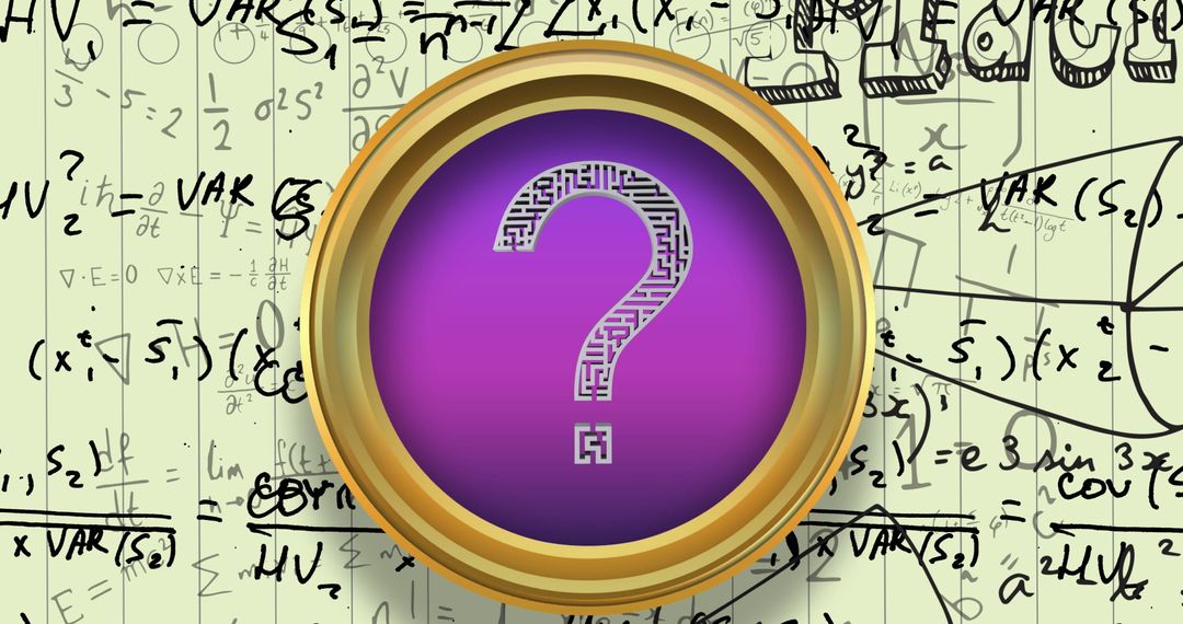 Purple Question Mark Banner Over Math Equations