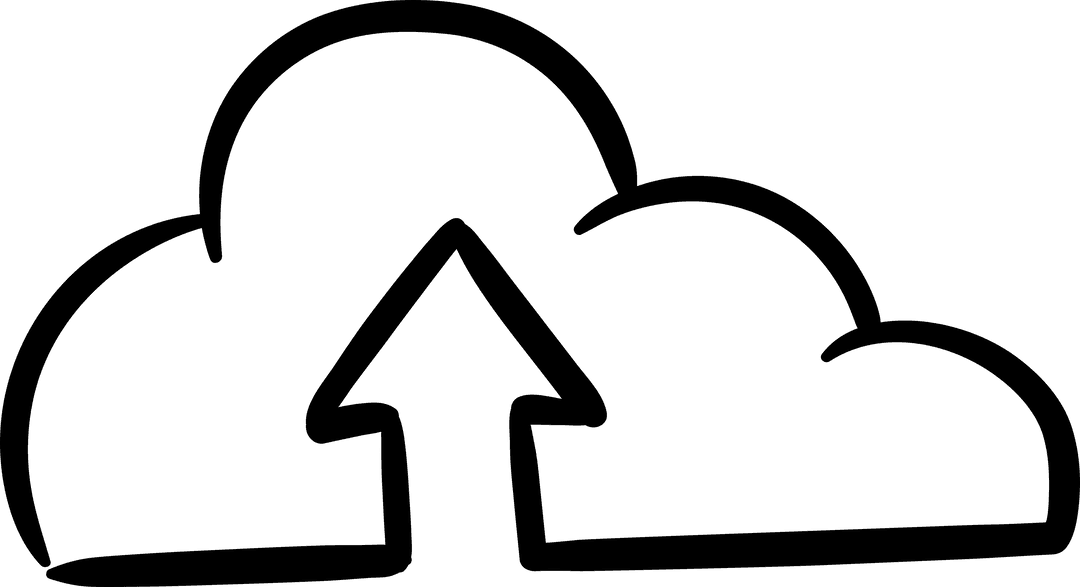 Cloud Icon with Upward Arrow on Transparent Background