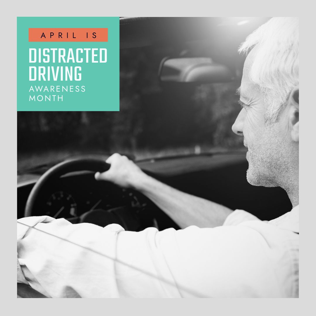 Senior Man Driving Convertible Promoting Distracted Driving Awareness Month - Download Free Stock Templates Pikwizard.com