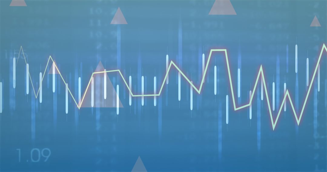 Abstract Financial Data with Dynamic Graphs on Blue Background