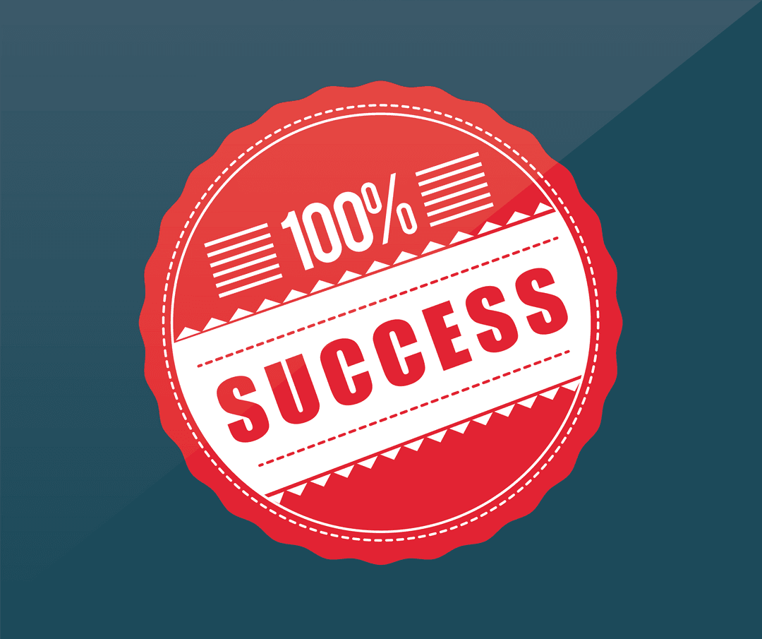 Red 100 Percent Success Badge on Transparent Background
