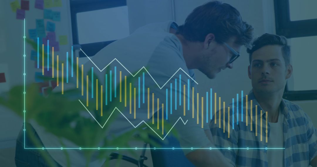 Colleagues Discussing Financial Data Analytics in Modern Office