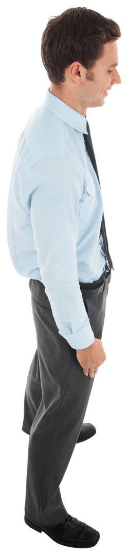 Transparent Happy Businessman Standing in Side View