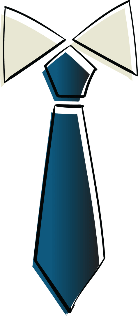 White Collar and Blue Tie Graphic on Transparent Background