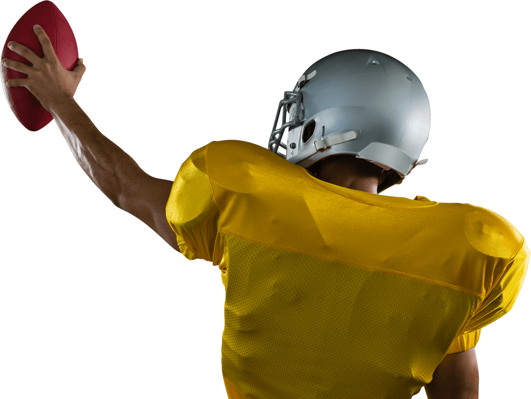 Transparent Football Player Throwing Ball in Action Pose