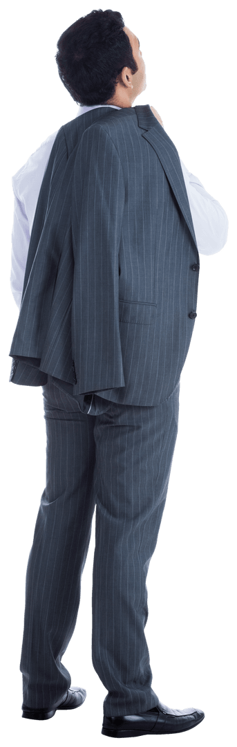 Transparent Background of Businessman in Thought Holding Jacket