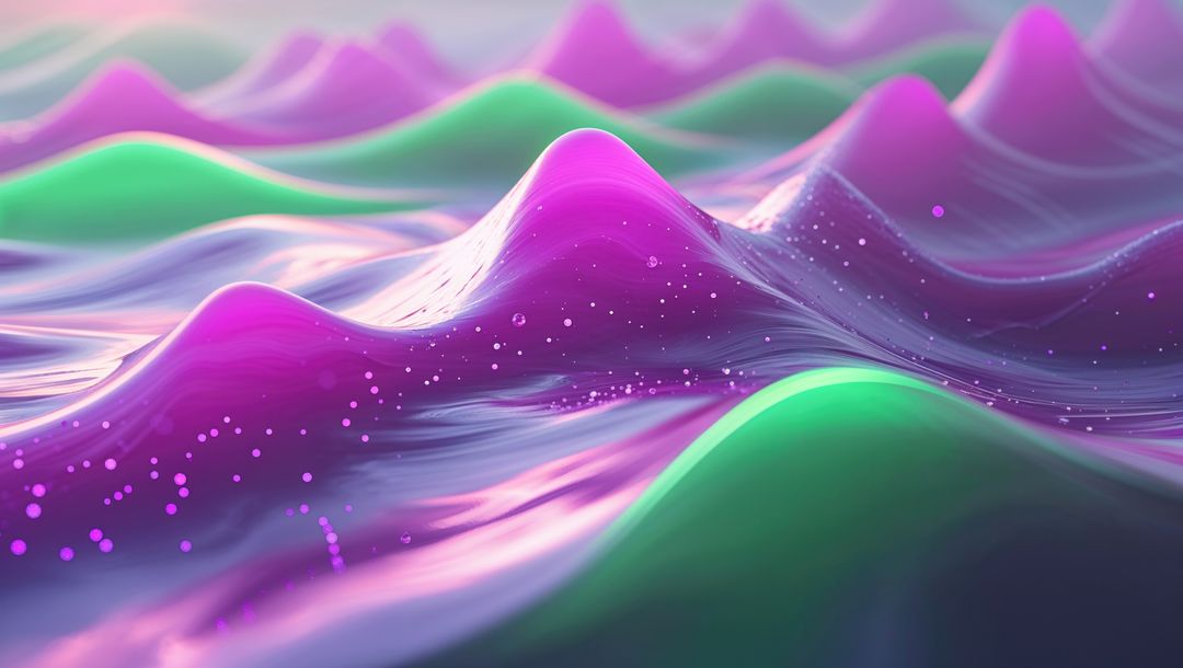 Surreal Digital Waves in Vibrant Purple Landscape