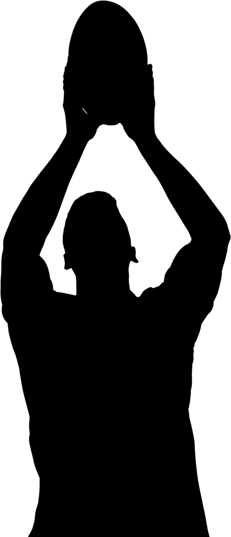 Rugby Player Silhouette in Athletic Pose on Transparent Background
