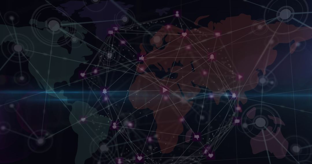 Global Network Connection Overlay on World Map