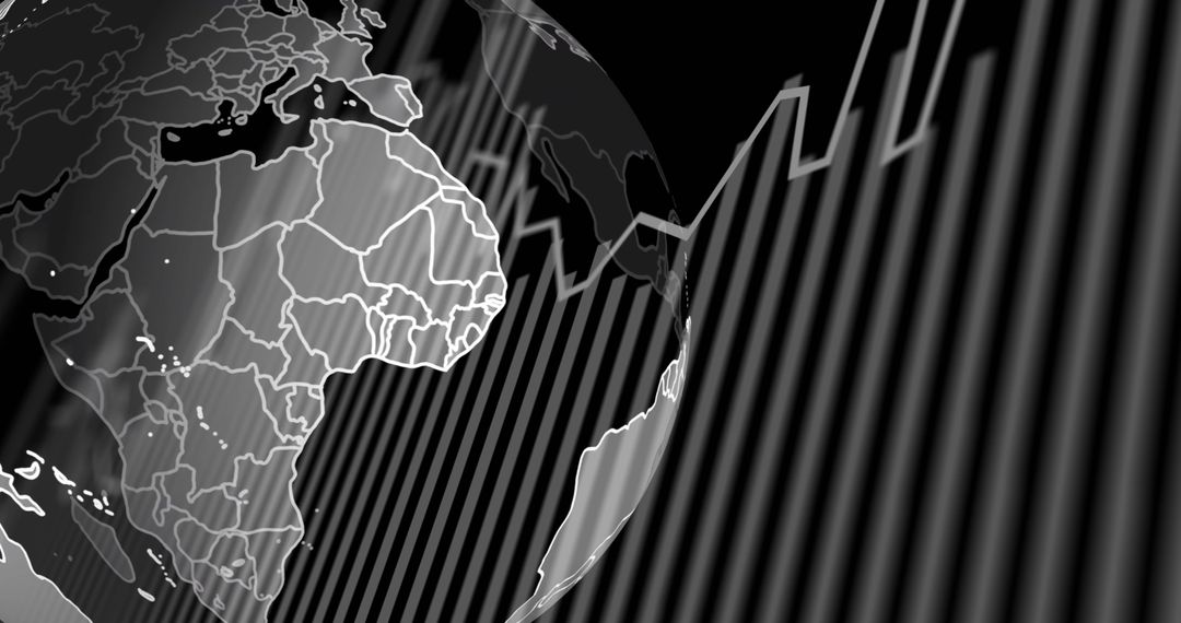 Spinning Globe with Digital Graph Lines Signifying Global Trends