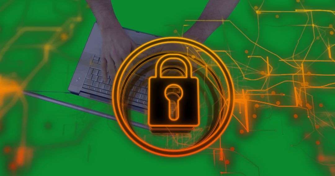 Cybersecurity Concept with Laptop and Glowing Lock Icon