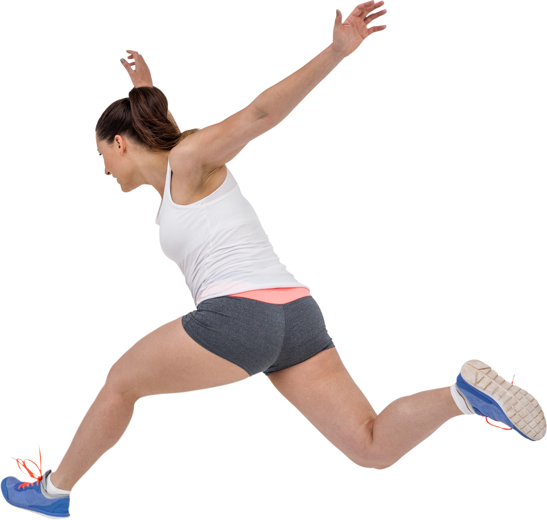 Female Athlete Jumping in Action Pose Transparent Background - Download Free Stock Images Pikwizard.com