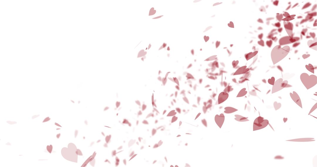 Digital Pink Hearts Falling on White Background for Valentine's Day