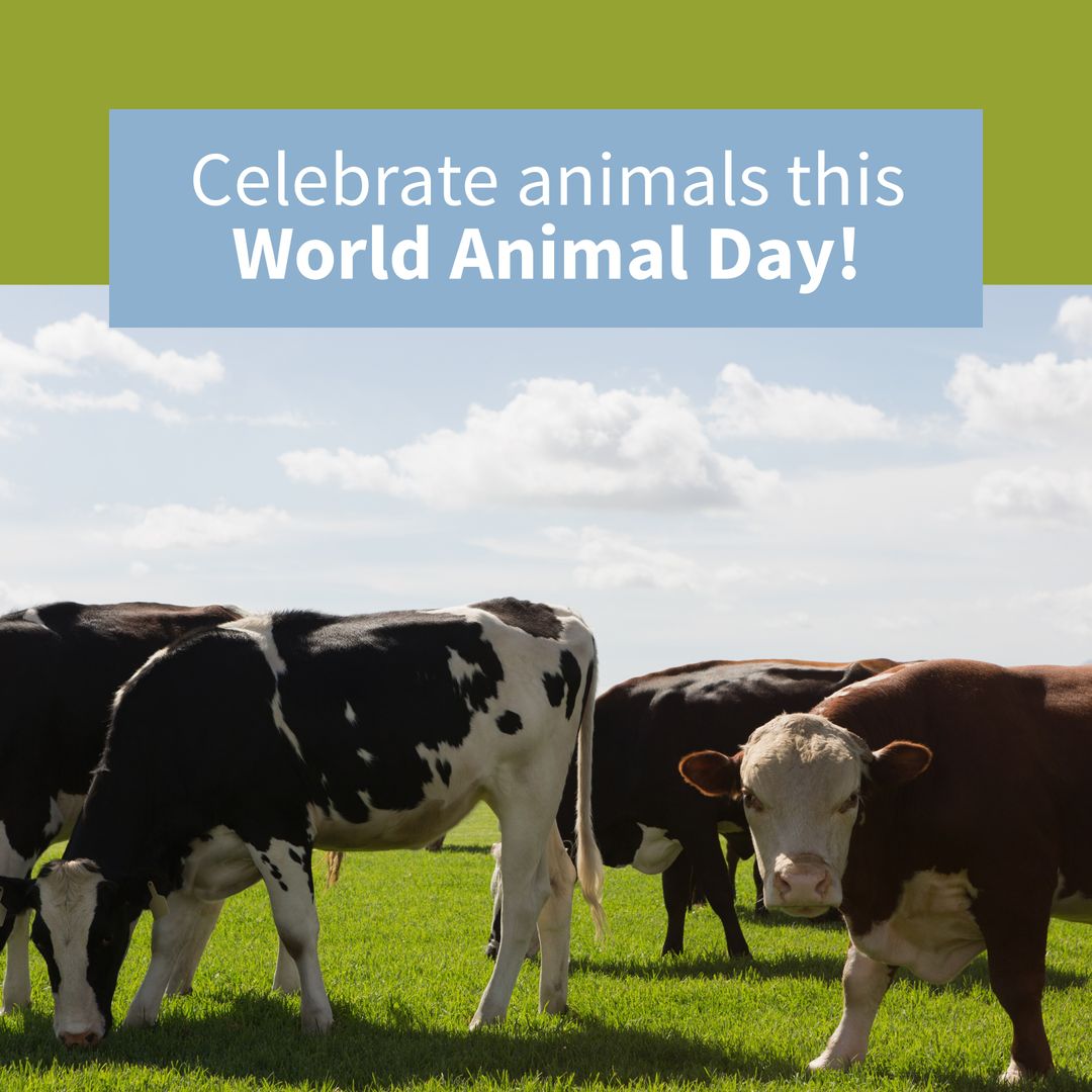 World Animal Day Celebration with Peaceful Grazing Cattle