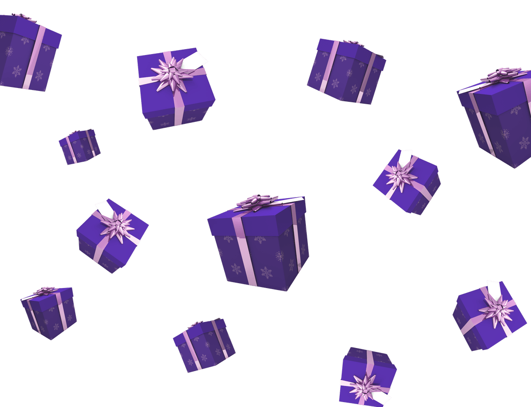Christmas Presents Floating On Transparent Background