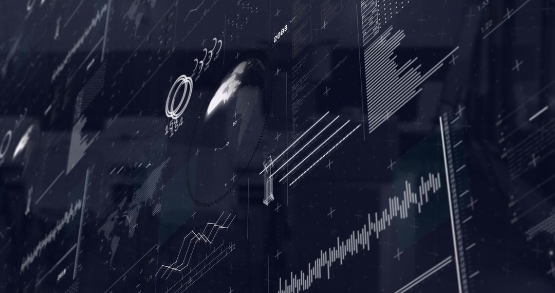 Futuristic Digital Data Trends Over World Map