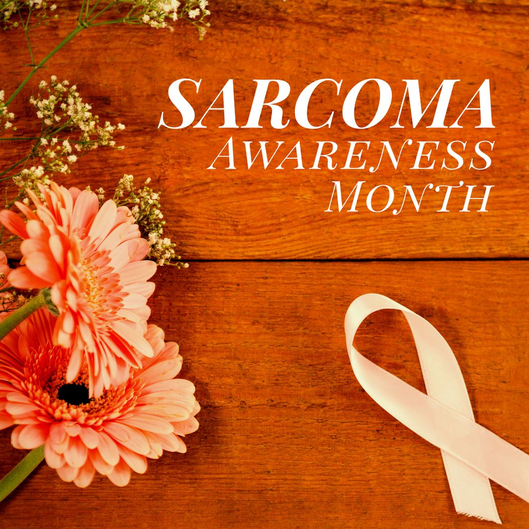 Sarcoma Awareness Month Composition with Ribbon and Flowers - Download Free Stock Templates Pikwizard.com