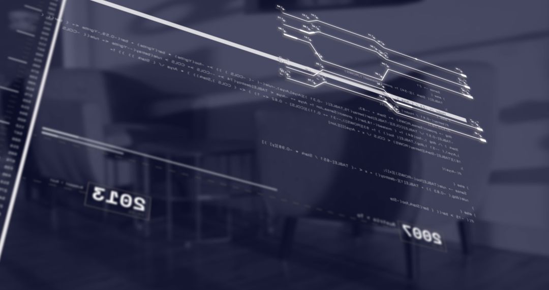 Futuristic Financial Data Overlay in Modern Office