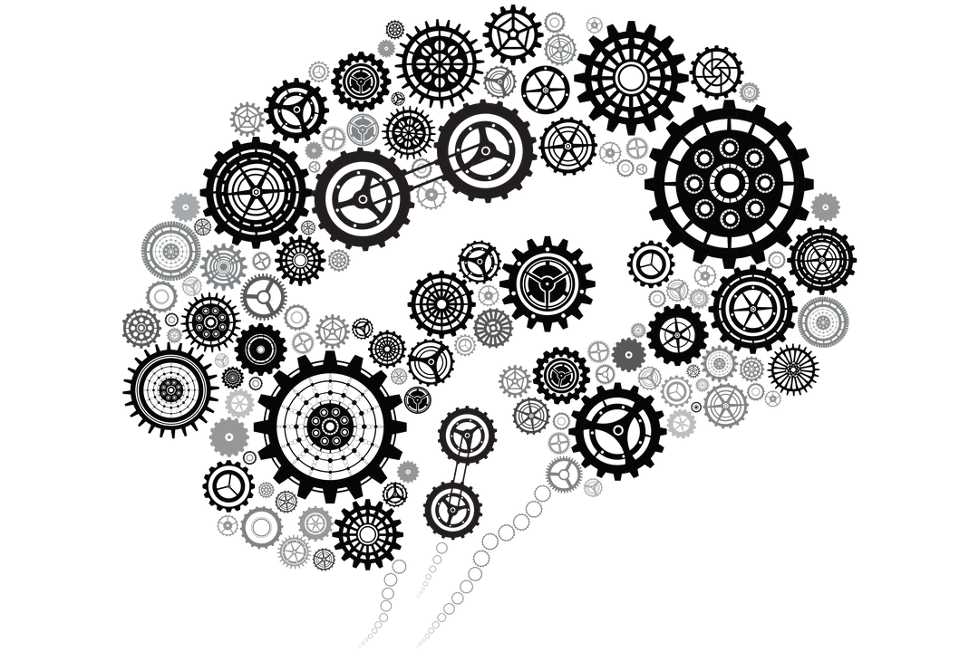 Digital Cogs and Gears on Transparent Background