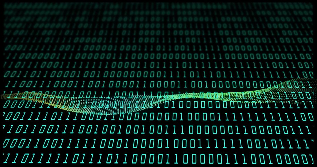 Digital wave in binary code matrix scenic technology visualization
