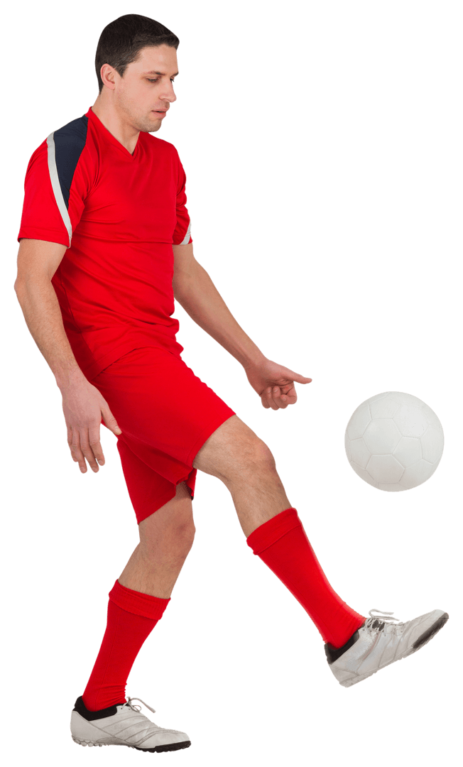 Transparent Footballer Kicking Ball in Dynamic Motion